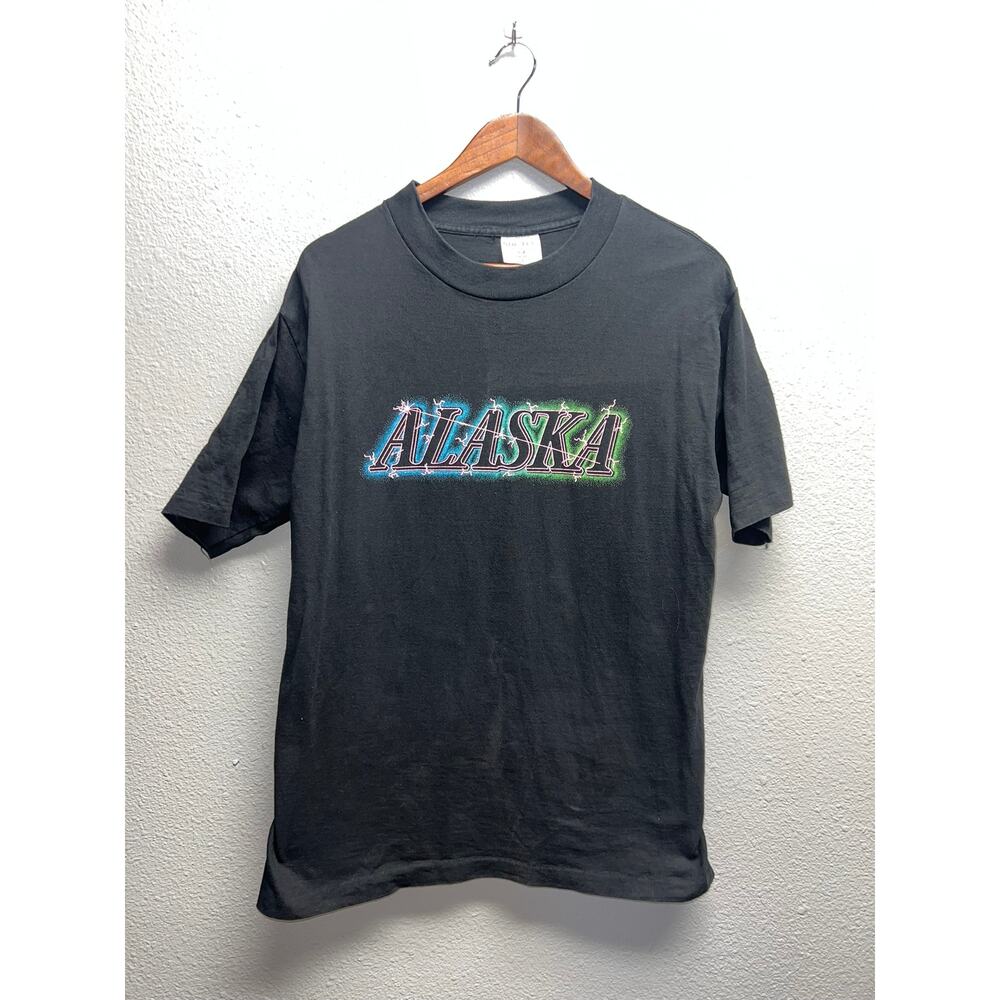 Vintage Alaska Shirt State Tee Sof Tee Jays Black Graphic Tee 90s 1990s VTG L